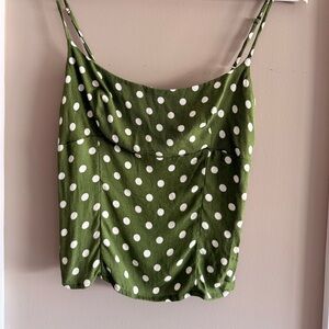 Reformation Olive Polka Dot Camisole
